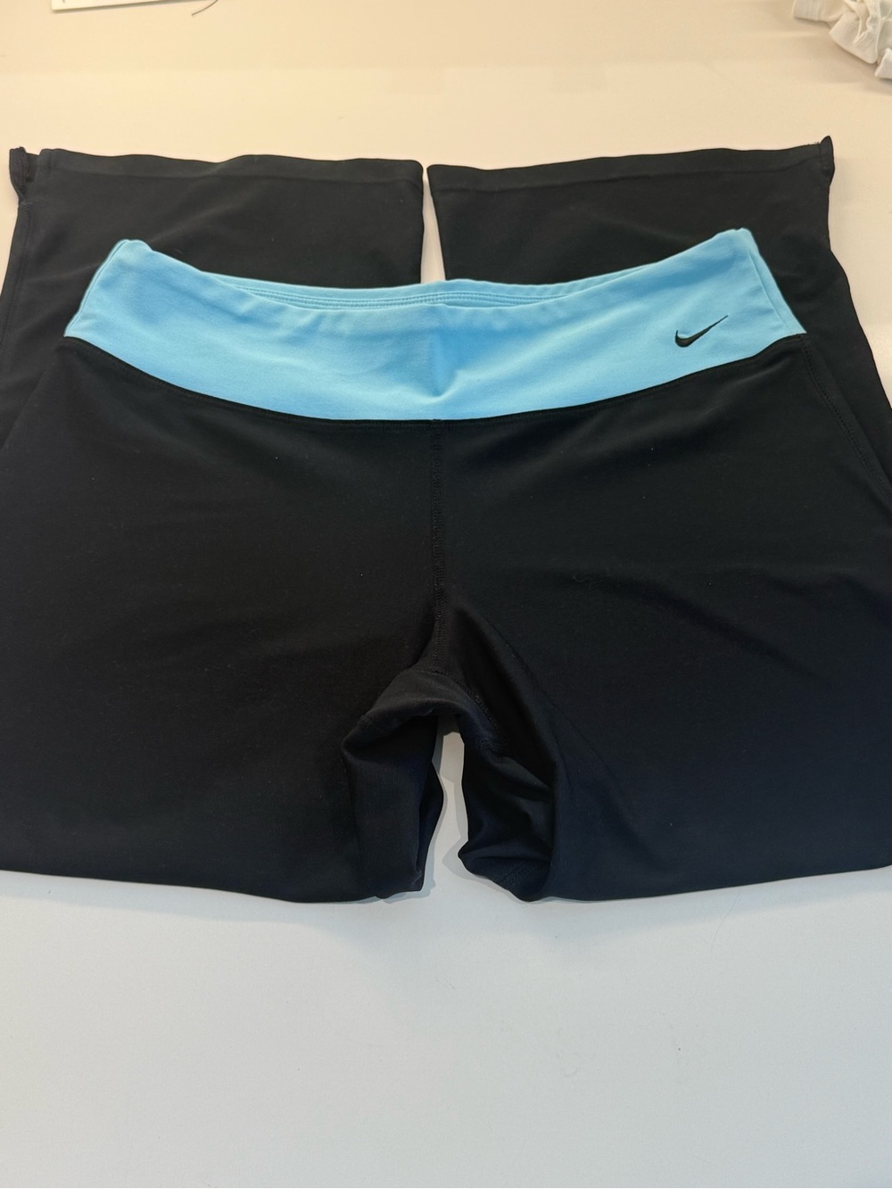 Nike Women’s Black Bike Shorts with Light Blue Waistband